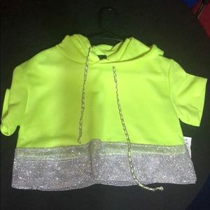 Akira Neon Green Rhinestone Top